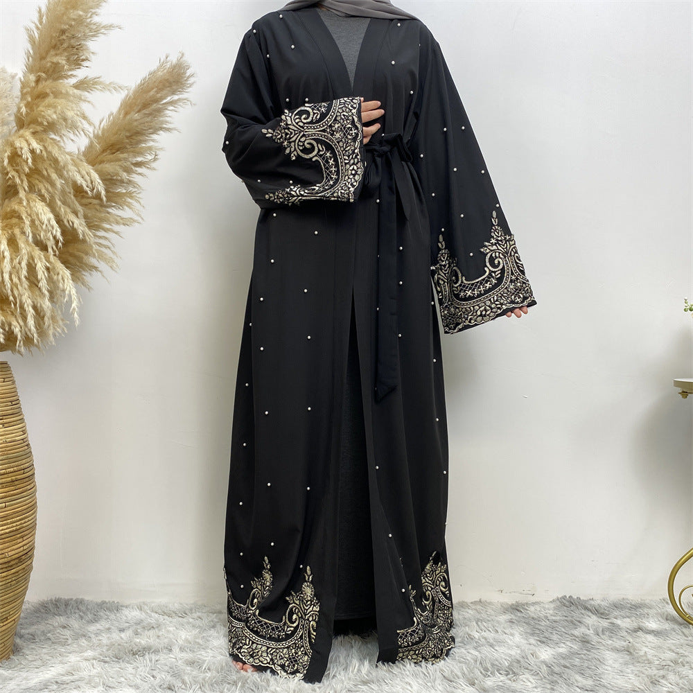 Embroidered Beaded Long Sleeve Muslim Robe