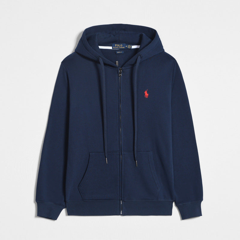 Mens Thick Cotton Fleece Zip-Up Hoodie