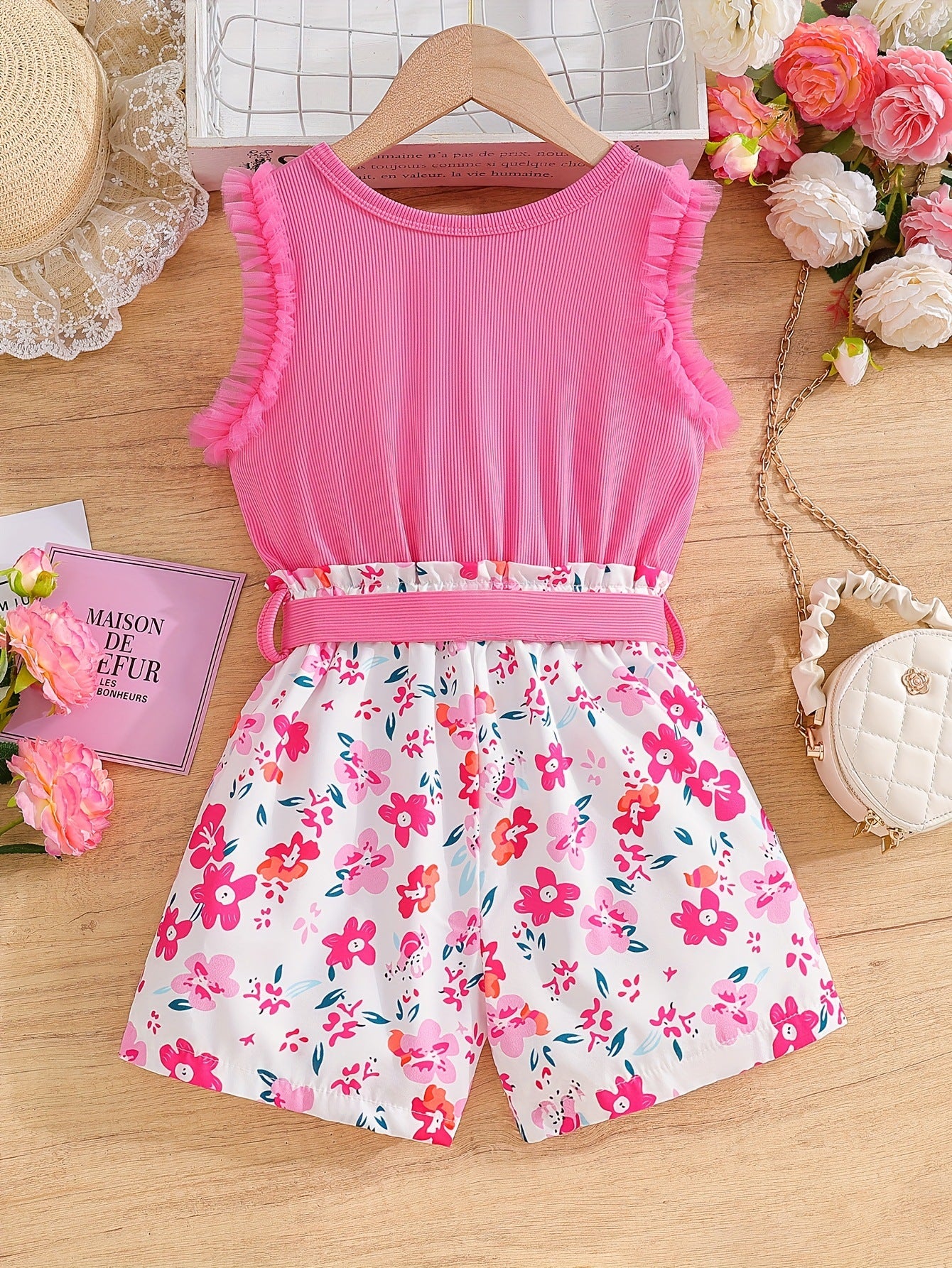 Pink Flutter-Sleeve Jumpsuit