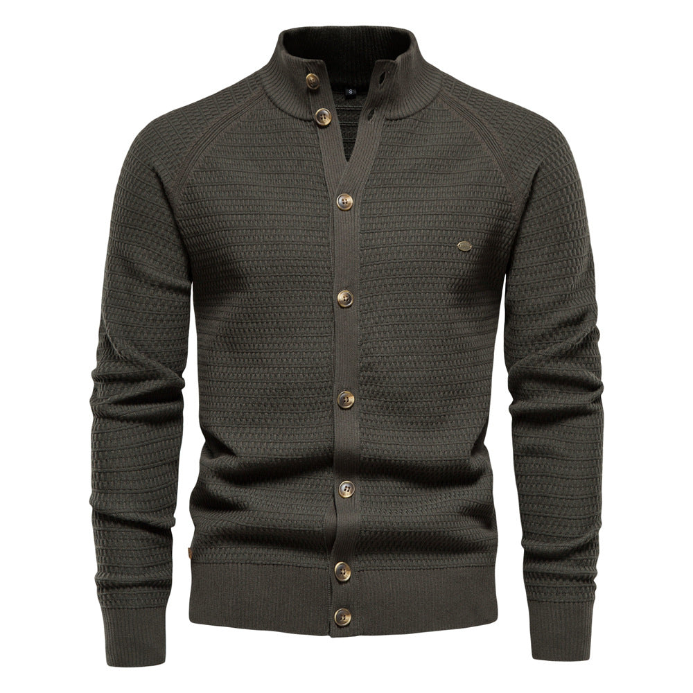Mens Korean Style Color Block Knit Sweater Jacket