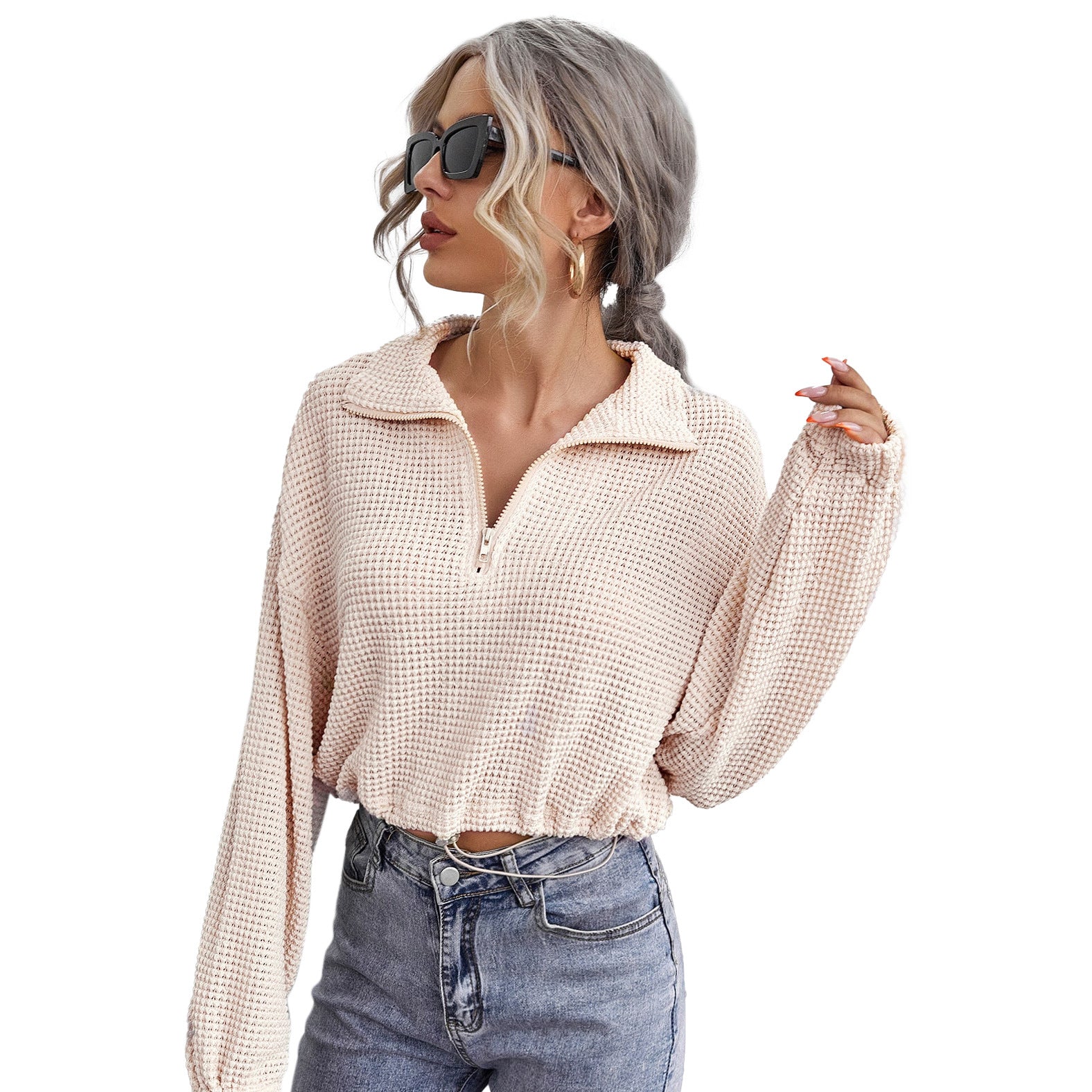 Women's Fall/Winter New Knitwear Zipper Shirt Top