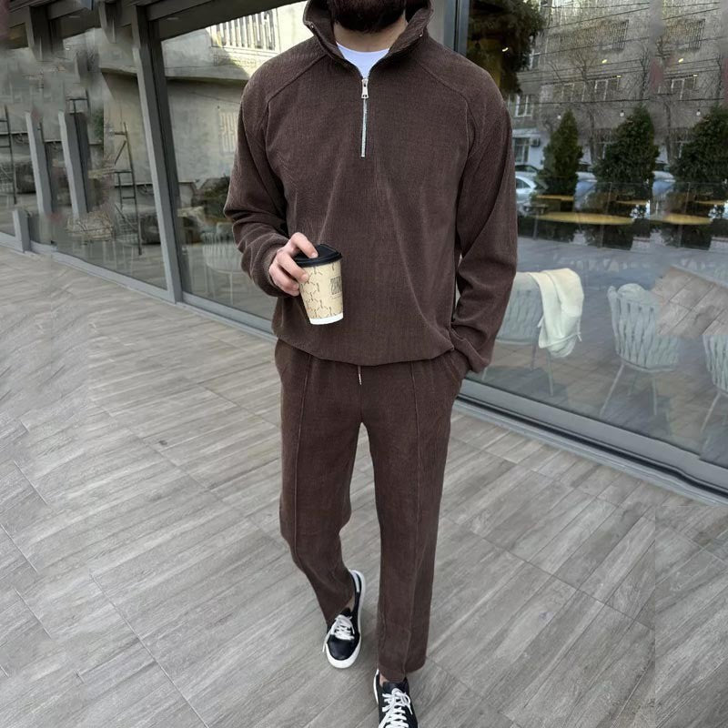 Metro Cord Corduroy Half Zipper Men's Sweatshirts