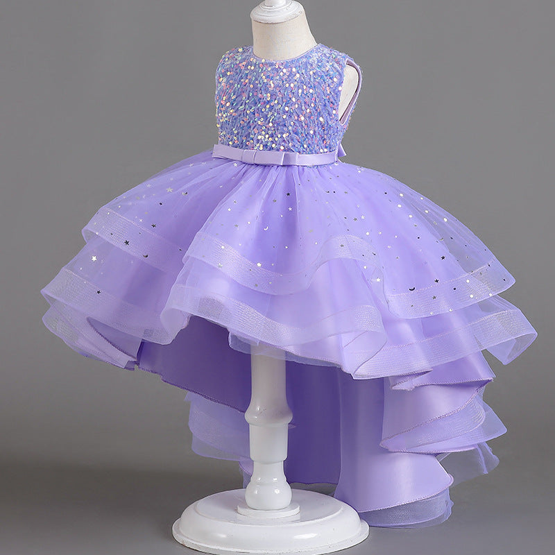 Girls' Glitter Tulle Trailing Dress