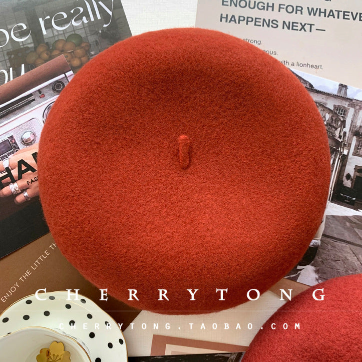 Retro Wool Beret  Cashmere & Wool Women's Hat for Autumn & Winter