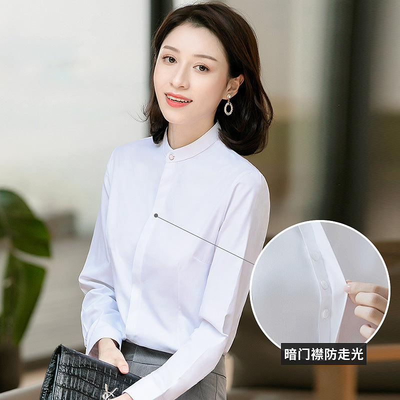 White Shirt Long Sleeve Business Shirt Professional Workwear Shirt Solid Color Slim Fit Business Shirt Women