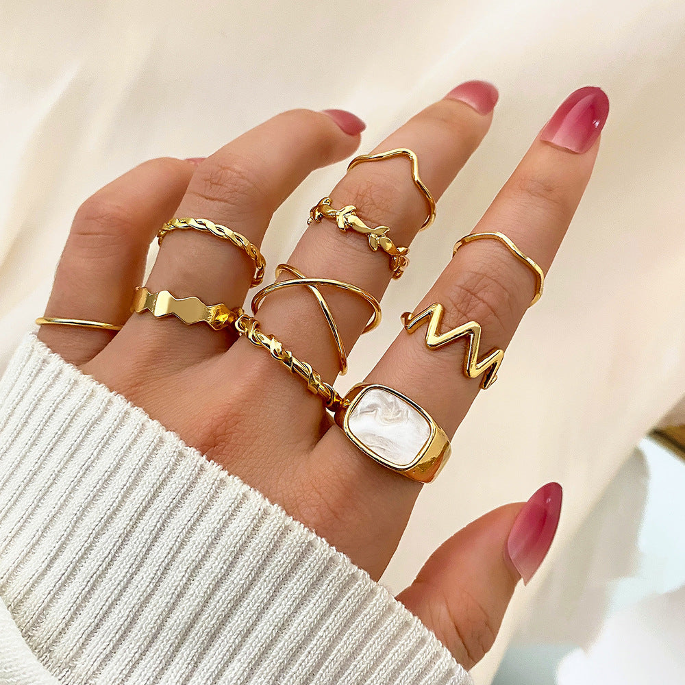 Butterfly ring opening multi-joint ring set 22 pieces love ring female design sense niche