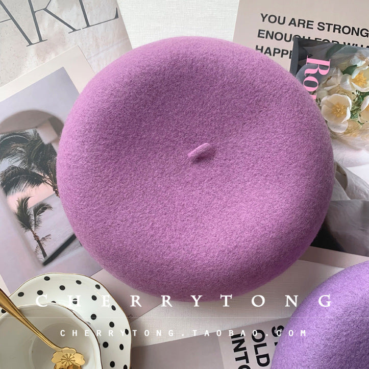 Retro Wool Beret  Cashmere & Wool Women's Hat for Autumn & Winter