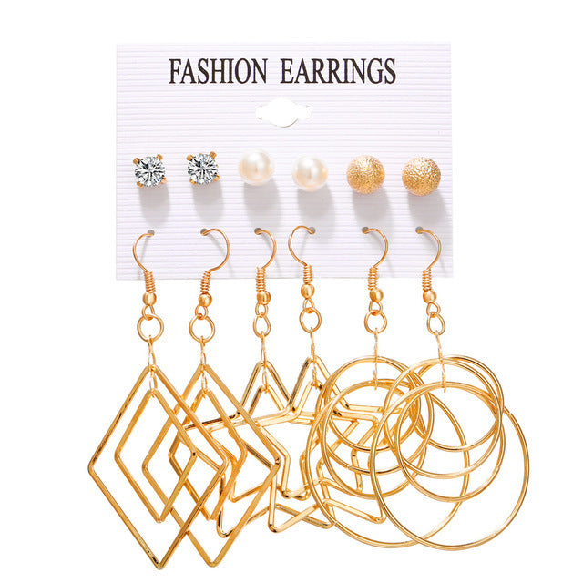 Creative French retro gold earrings set