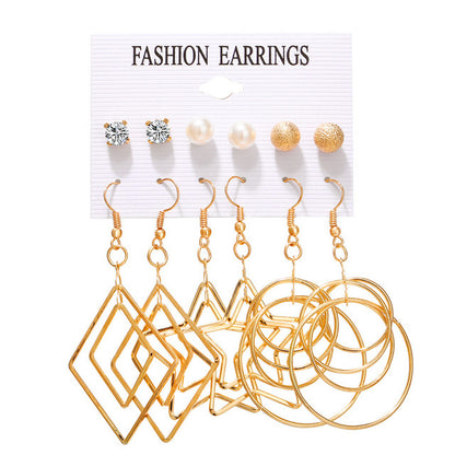 Creative French retro gold earrings set