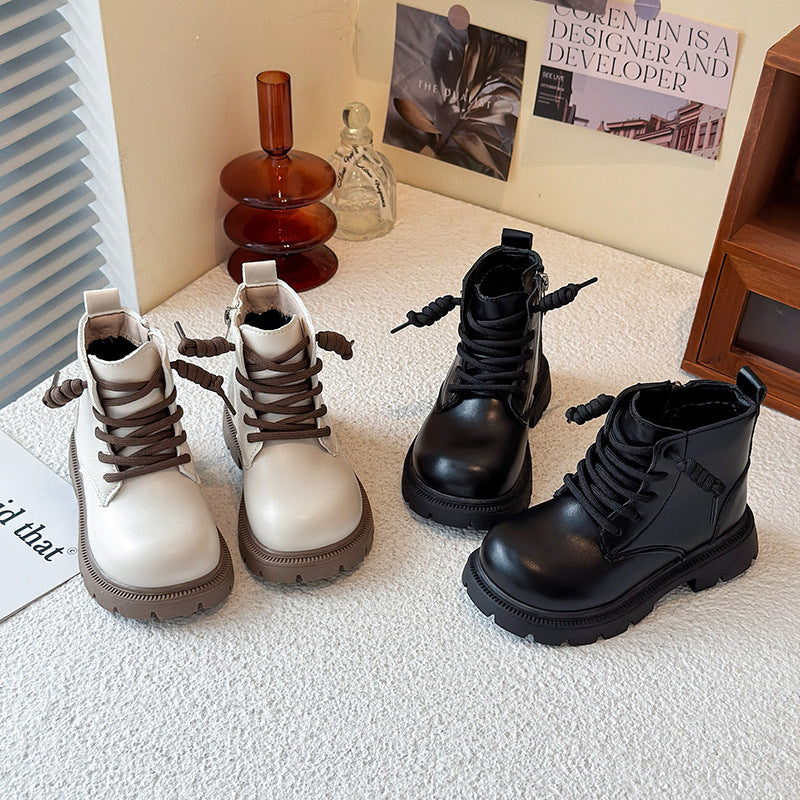New Girls Martin Boots  British Style Mid-Leg Leather Boots