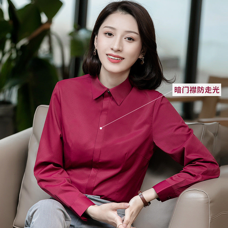 White Shirt Long Sleeve Business Shirt Professional Workwear Shirt Solid Color Slim Fit Business Shirt Women