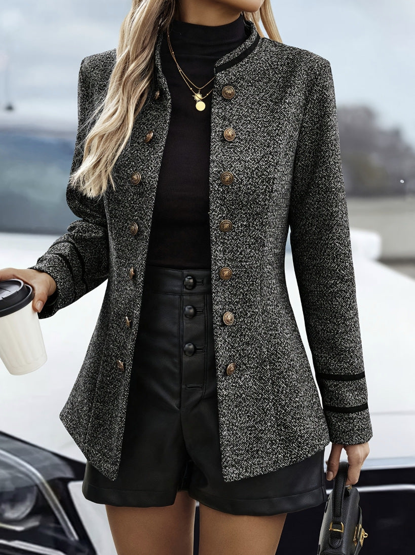 Double-Breasted Mid-Length Woven Jacket