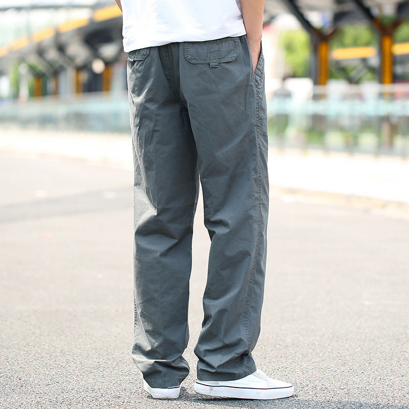 Mens Spring & Autumn Thin Cotton Cargo Pants Loose Fit, Multi-Pocket, Breathable, Plus Size (On Hand)