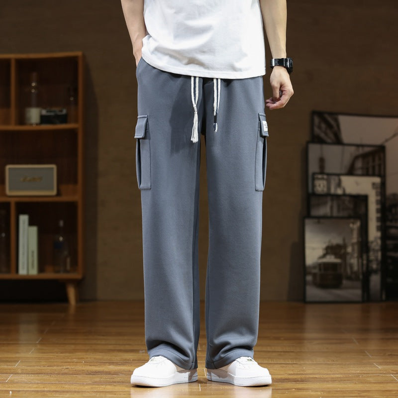 Men’s Plus Size Straight-Leg Sweatpants – Loose Fit Wide-Leg Casual Pants
