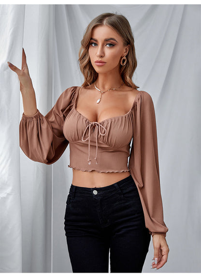 Sexy Slim Low Cut Shirt - Crop Top