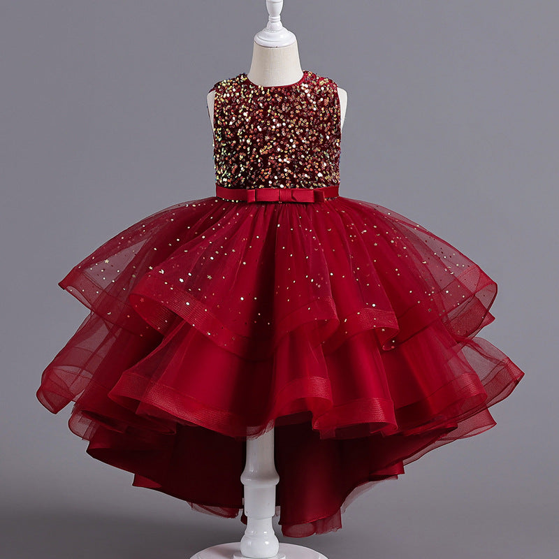 Girls' Glitter Tulle Trailing Dress