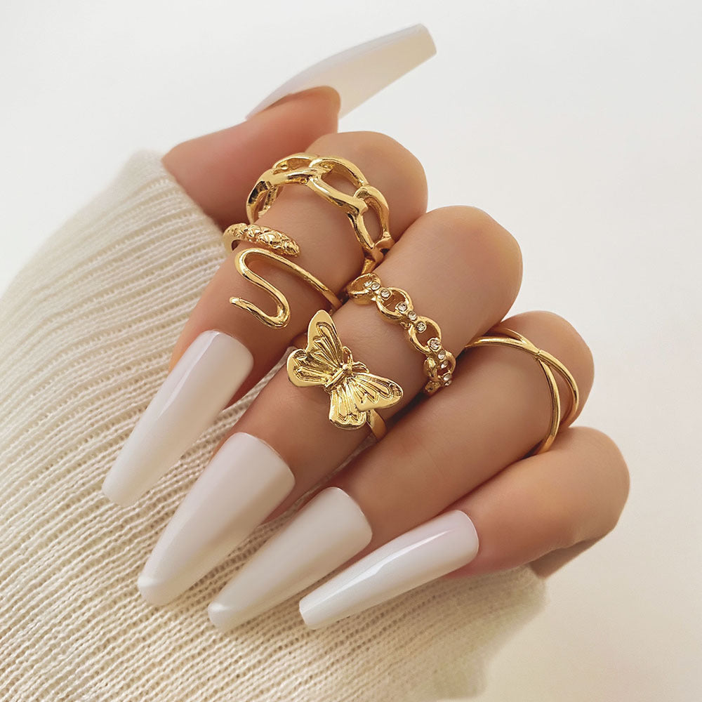 Butterfly ring opening multi-joint ring set 22 pieces love ring female design sense niche