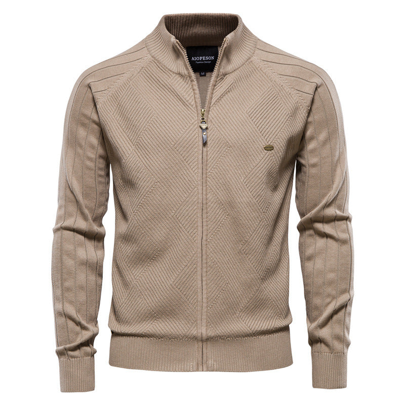 Mens Korean Style Color Block Knit Sweater Jacket