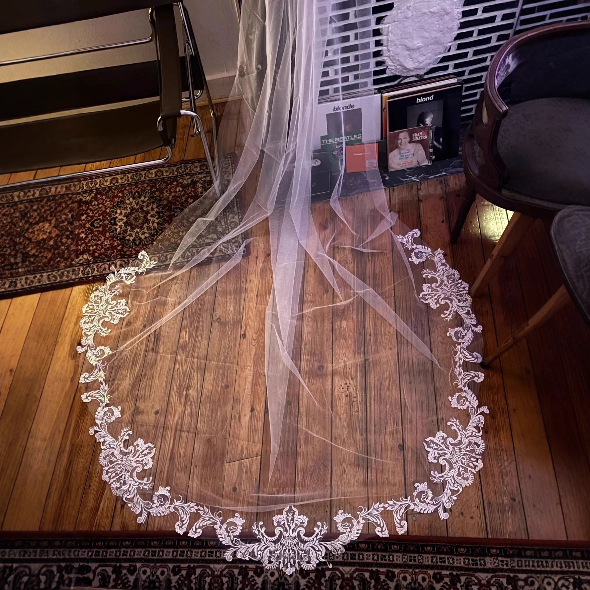 Elegant Lace Bridal Veil with Train