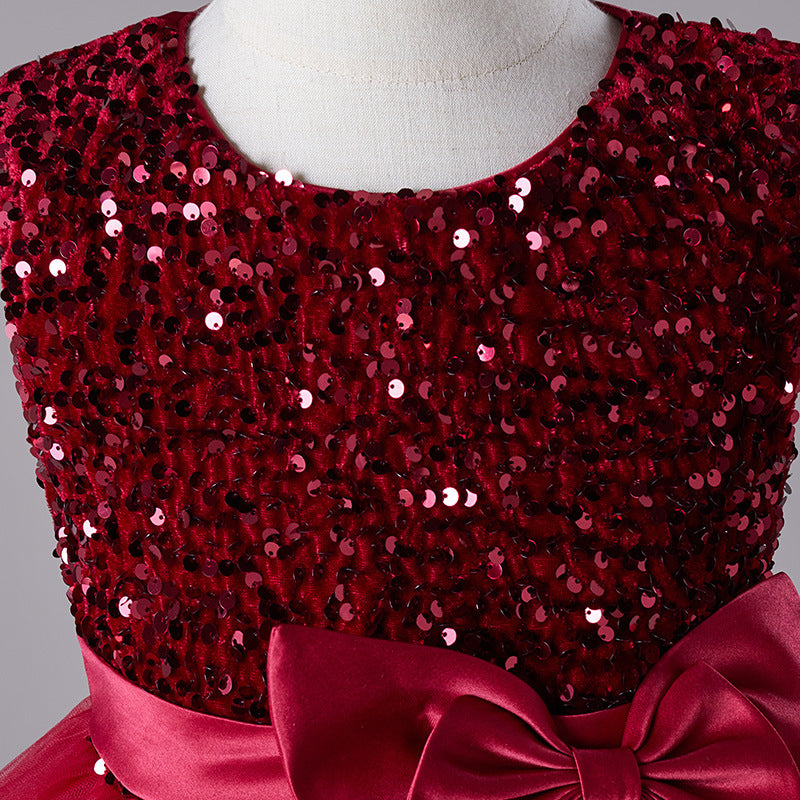 Sparkling Tulle Performance Dress with Tail