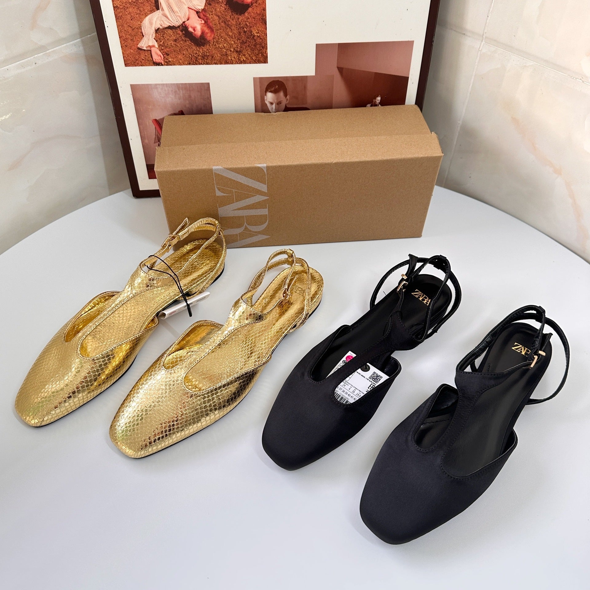 Women's Slingback Flat Sandals with Metal Toe
