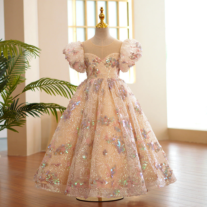 Blush Shimmer Floral Ball Gown