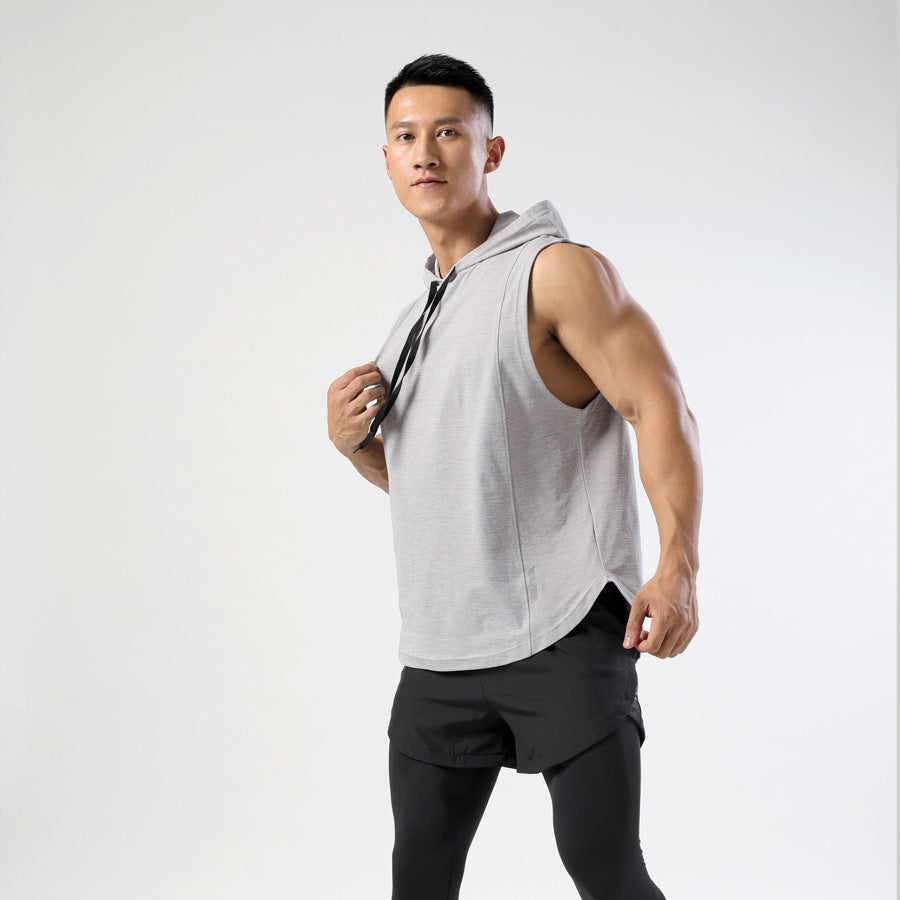 Men's Hooded Sleeveless Athleisure T-Shirt  Lightweight & Quick-Drying
