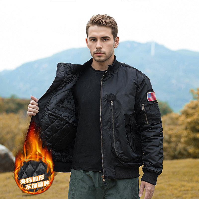Mens Air Force Pilot Baseball Jacket  Tactical Stand Collar Leader Fan Coat