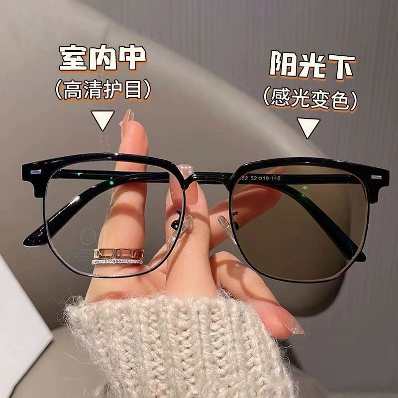 Photochromic Half-Frame Blue Light Blocking Glasses for Men & Women
