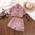 Girls' Stylish Summer Outfit - Short-Sleeve Shirt & Shorts Two-Piece Set