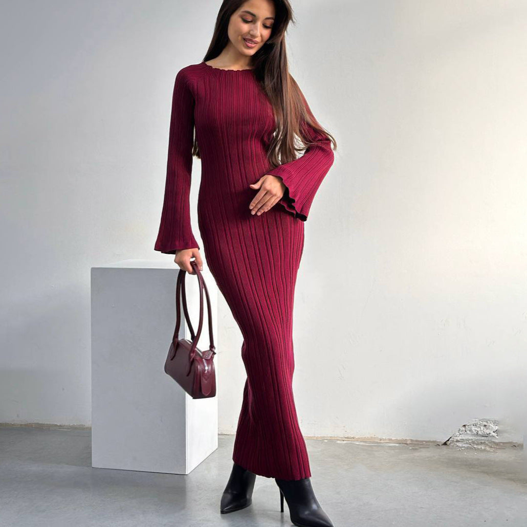 Elegant Bell Sleeve Slim Dress