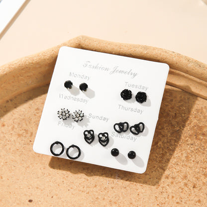 Hot Pearl Stud Earrings Set - Simple Design, Versatile Alloy Jewelry