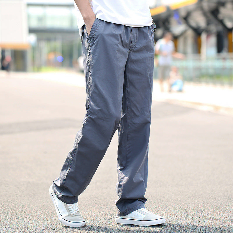 Mens Spring & Autumn Thin Cotton Cargo Pants Loose Fit, Multi-Pocket, Breathable, Plus Size (On Hand)