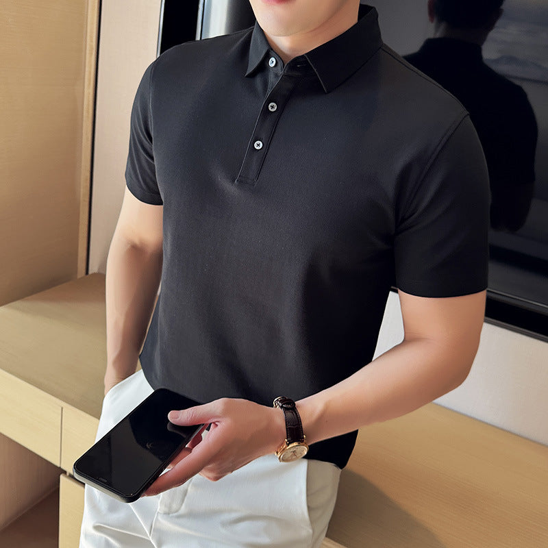 Mens Slim Fit Cotton Polo Shirt FW9855 Comfortable Non-Marking Short Sleeve