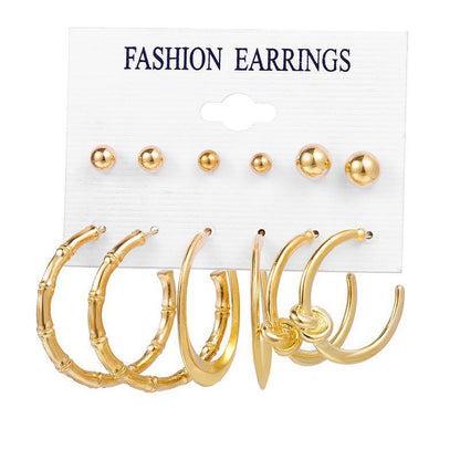 Creative French retro gold earrings set