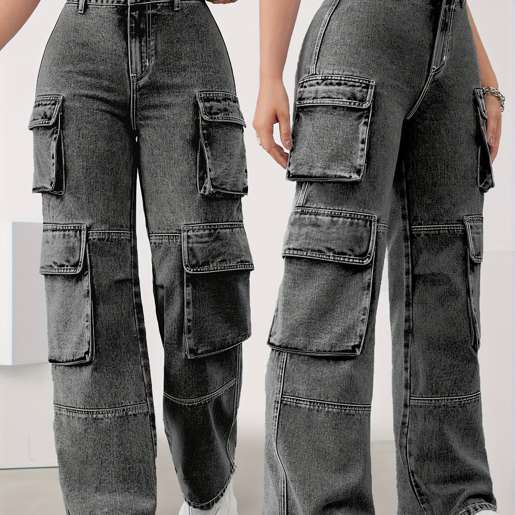 High Elastic Plus Size Casual Jeans - Deep Gray (On Hand)