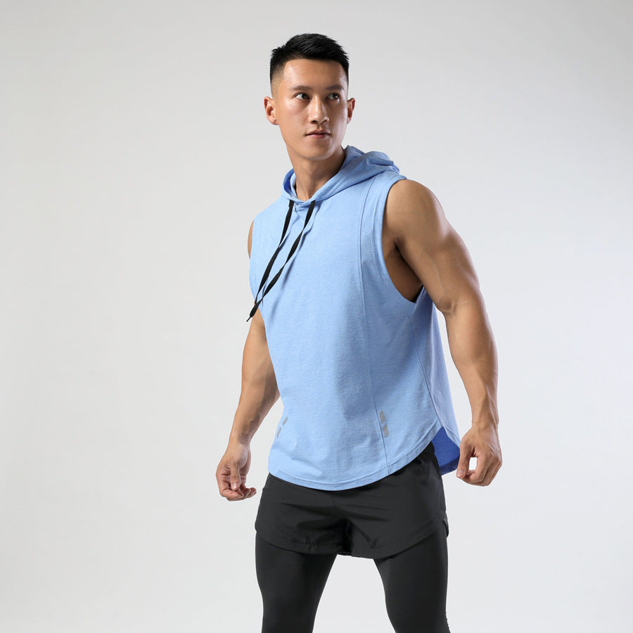 Men's Hooded Sleeveless Athleisure T-Shirt  Lightweight & Quick-Drying