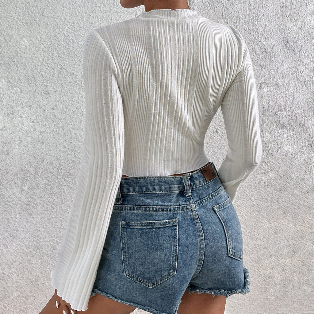 New sexy short long-sleeved tops women's slim sleeve shirts