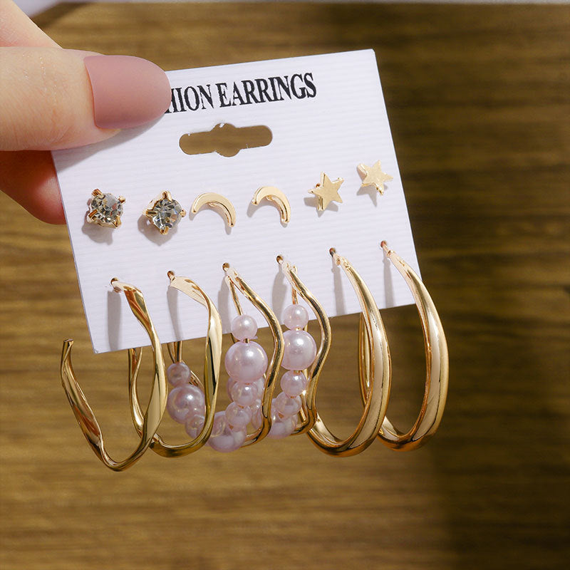 Pearl earring set with diamonds