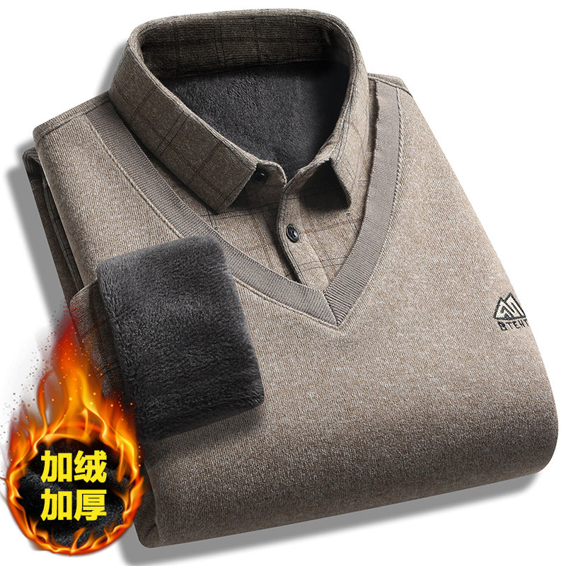 Men’s Fleece-Lined Warm Long-Sleeve Sweater
