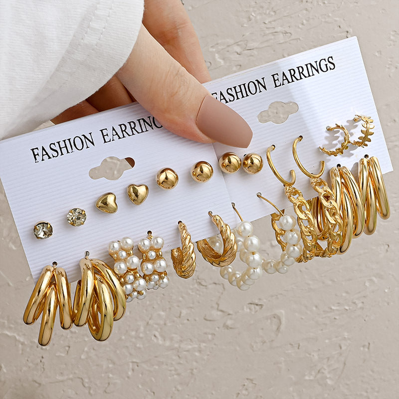Pearl earring set with diamonds