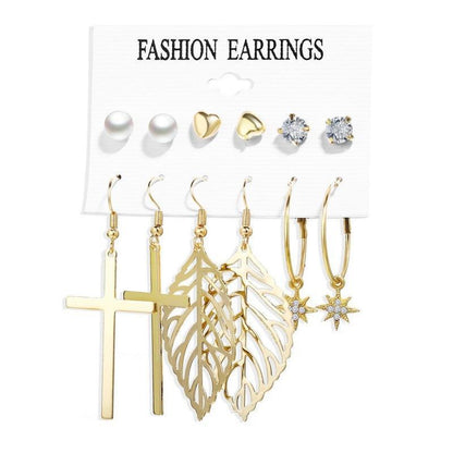 Creative French retro gold earrings set