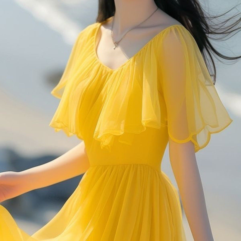 French Yellow Bubble Dress
