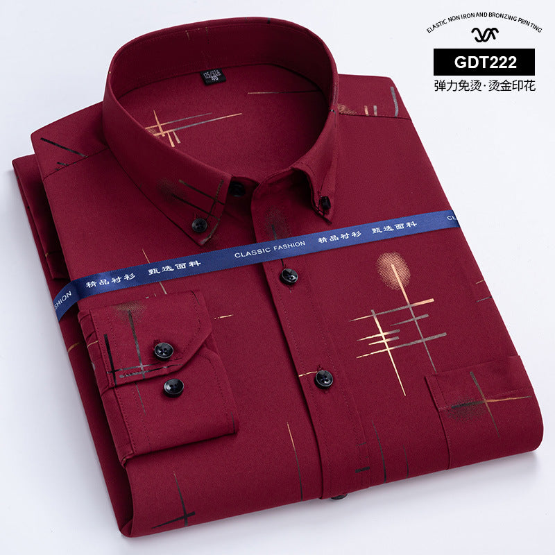 Men's Non-Iron Plaid Shirt  Spring/Autumn Business Casual