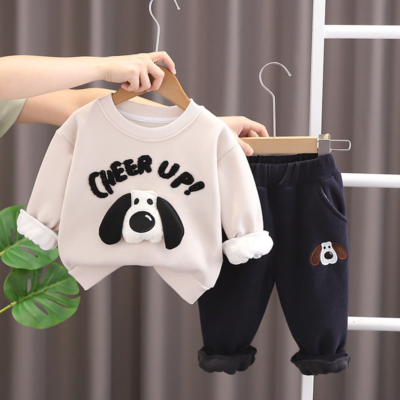 Letter Print Sweatshirt Set
