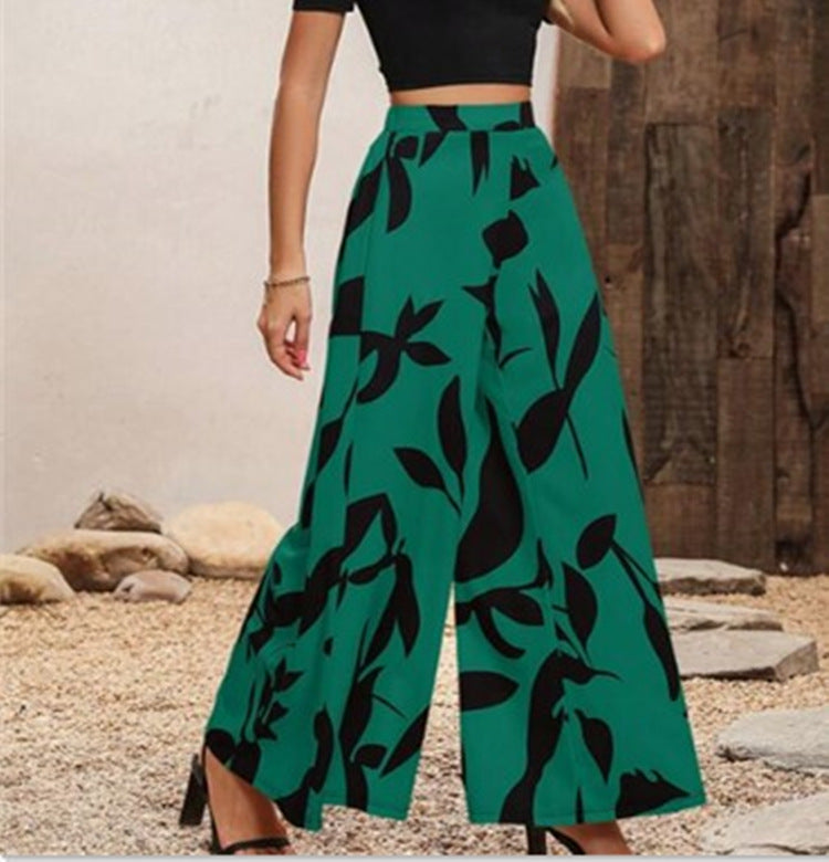 Summer Temperament Elasticated Waist Wide-leg High-waisted Thin Trousers