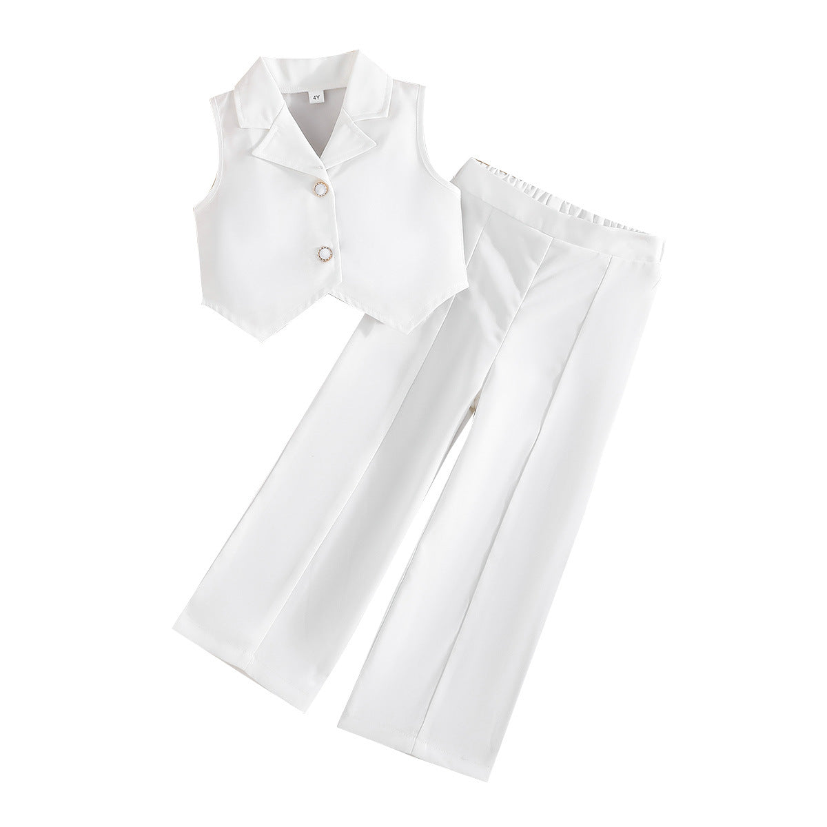 Trendy Summer Girls Two-Piece Set  Sleeveless Top & Wide-Leg Trousers