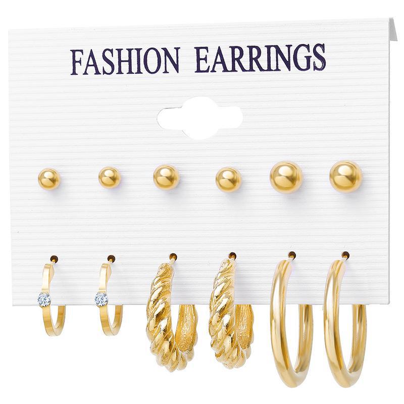 Creative French retro gold earrings set