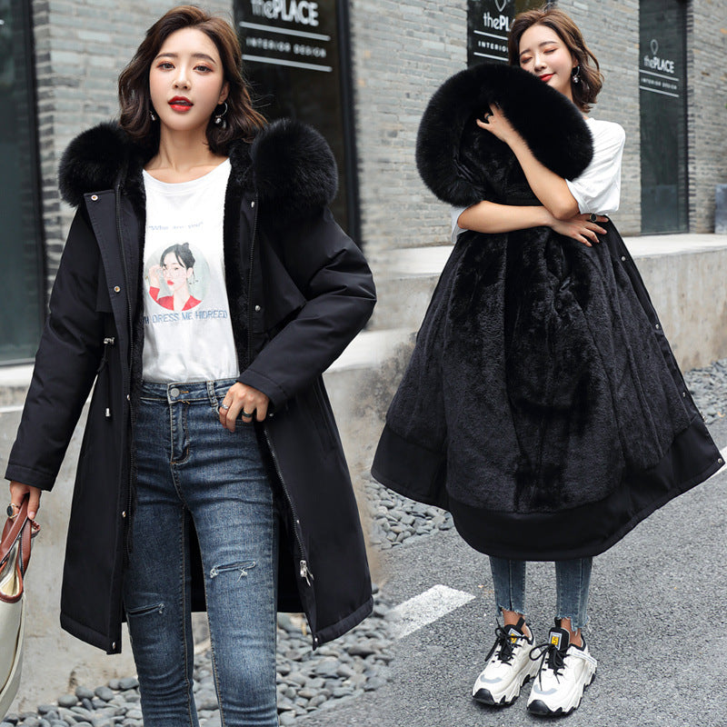 Women's Winter  Slim Fit Faux Fur Parka Jacket