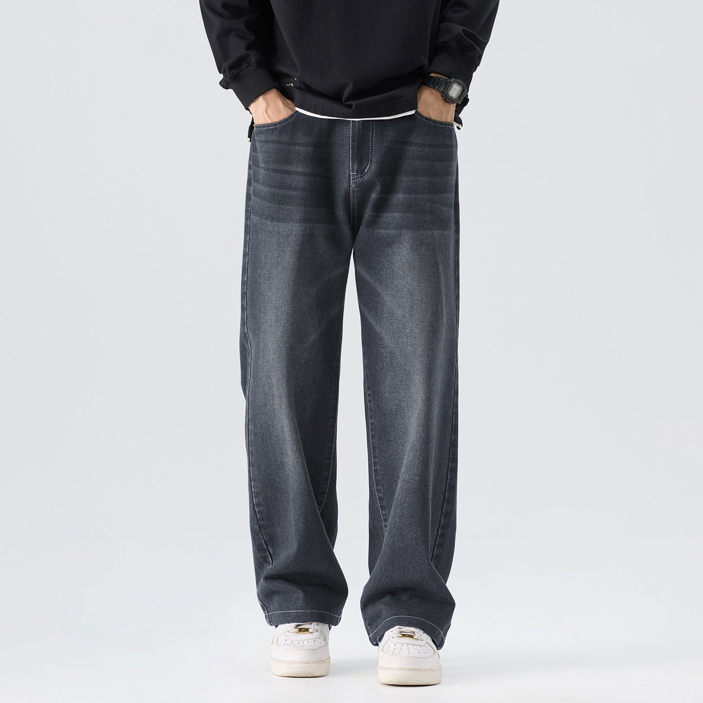 Men’s Loose Wide-Leg Straight Jeans
